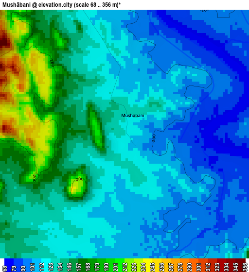 Mushābani elevation map