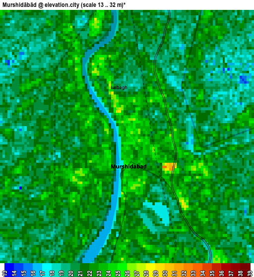 Murshidābād elevation map