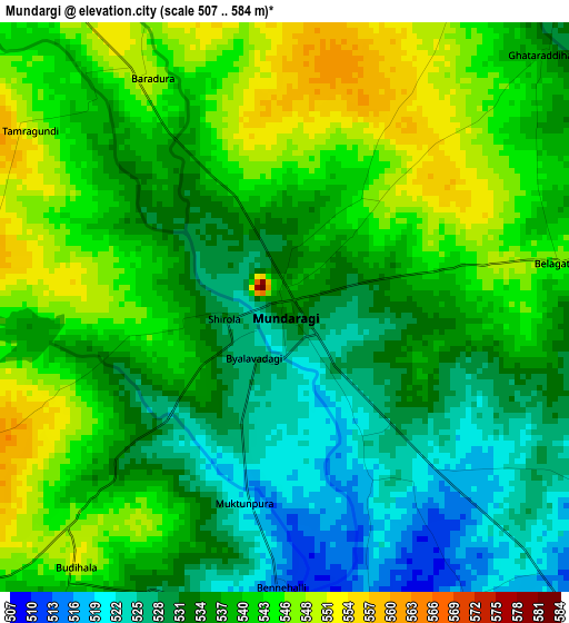 Mundargi elevation map