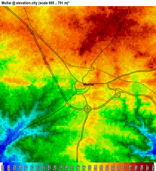 Multai elevation map