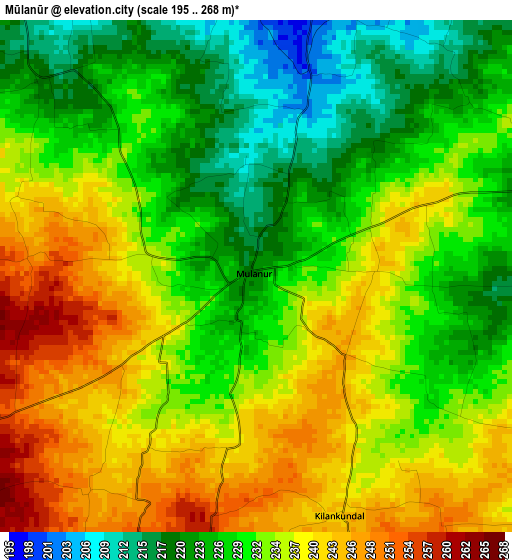 Mūlanūr elevation map