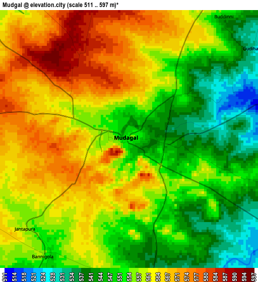 Mudgal elevation map