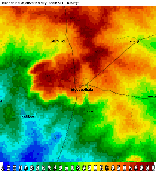 Muddebihāl elevation map