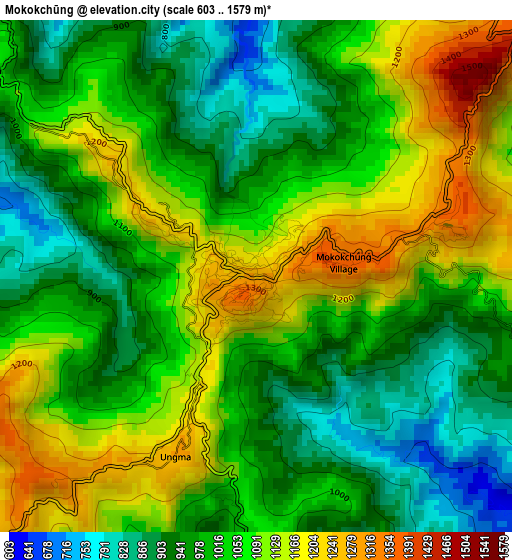 Mokokchūng elevation map