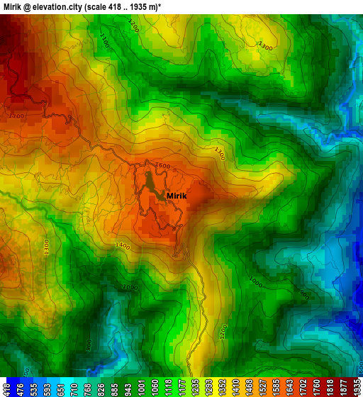 Mirik elevation map