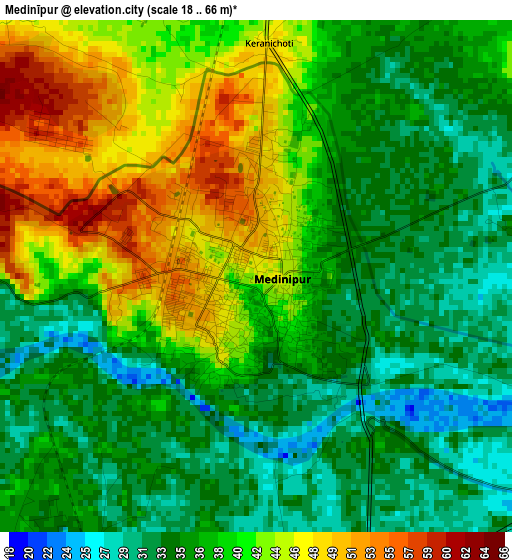 Medinīpur elevation map