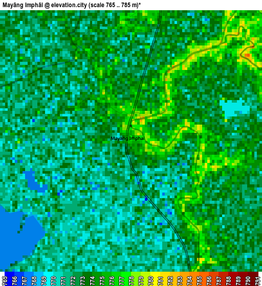 Mayāng Imphāl elevation map