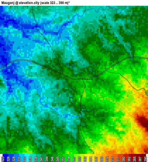 Mauganj elevation map