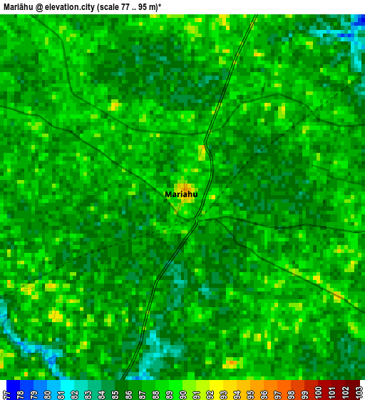 Mariāhu elevation map
