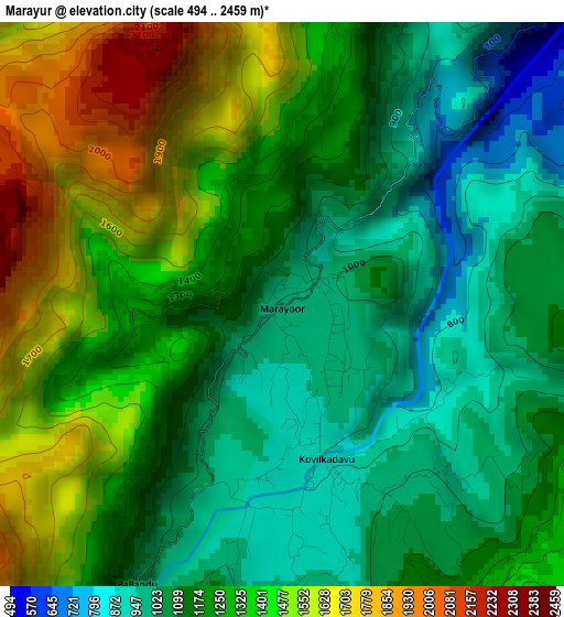 Marayur elevation map