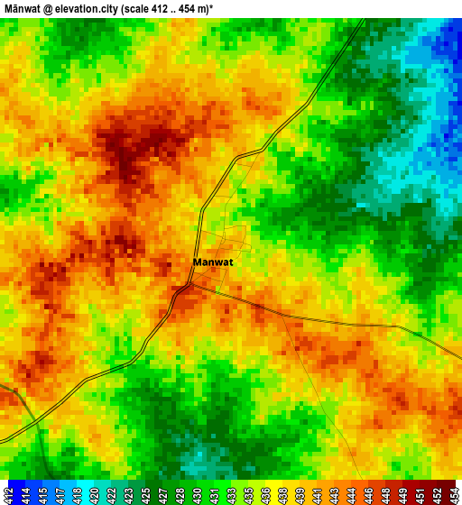 Mānwat elevation map