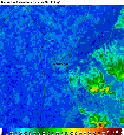 Mankāchar elevation map