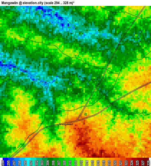 Mangawān elevation map