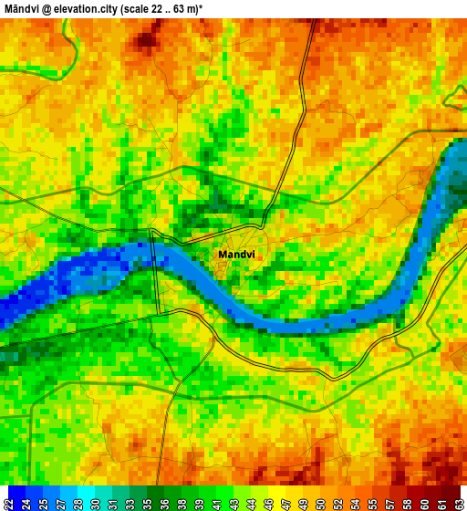 Māndvi elevation map