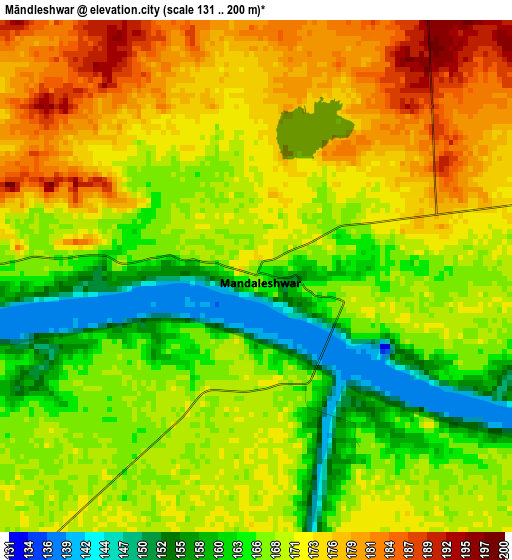 Māndleshwar elevation map