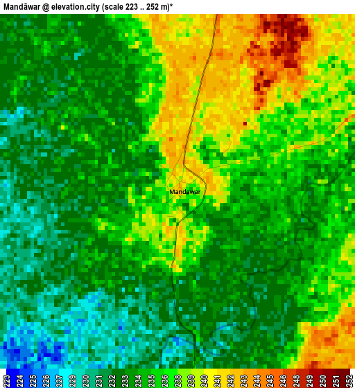 Mandāwar elevation map