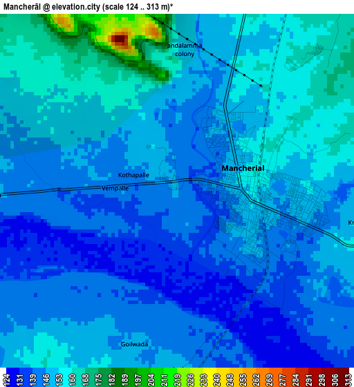 Mancherāl elevation map