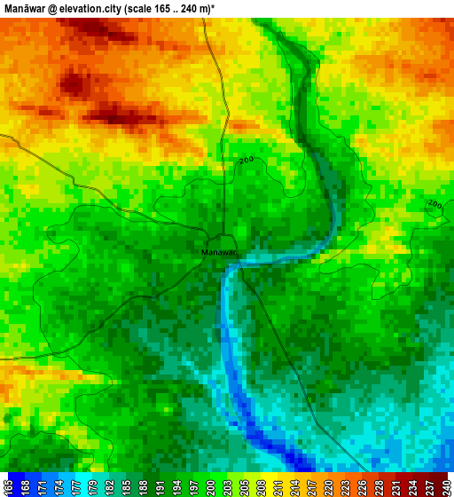 Manāwar elevation map