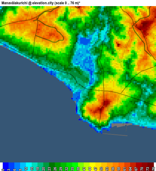 Manavālakurichi elevation map