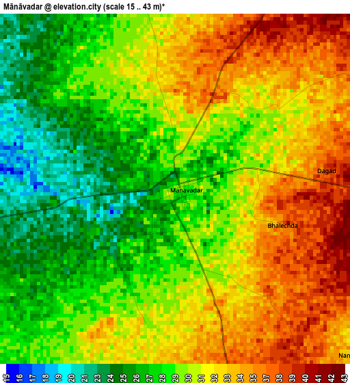 Mānāvadar elevation map