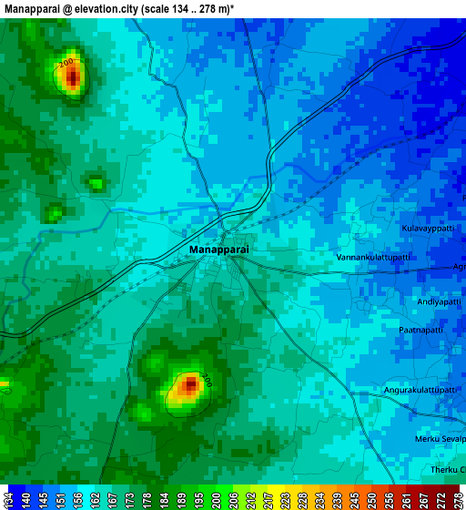 Manapparai elevation map