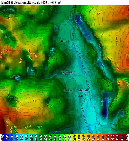 Manāli elevation map