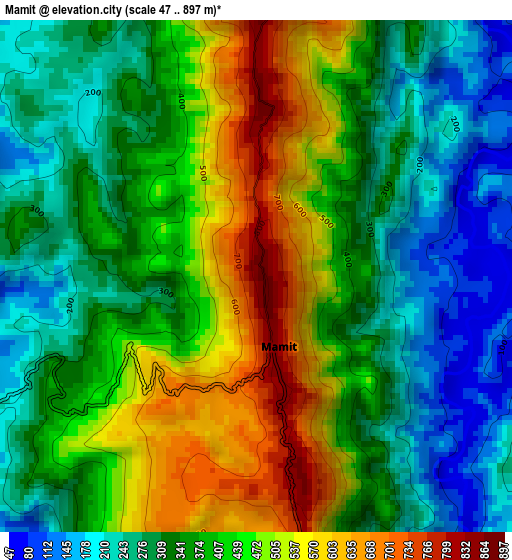 Mamit elevation map