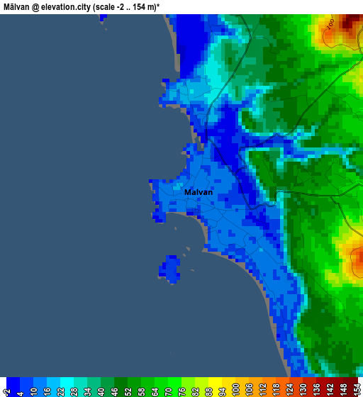 Mālvan elevation map