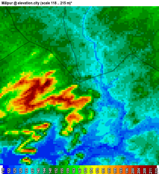 Mālpur elevation map