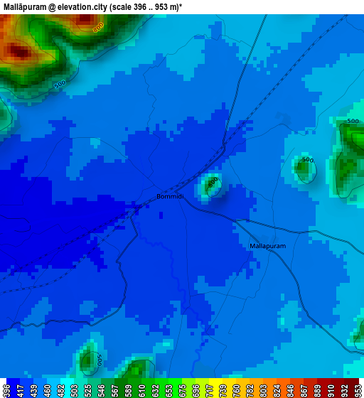 Mallāpuram elevation map