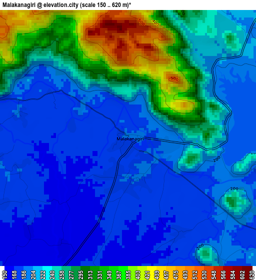 Malakanagiri elevation map