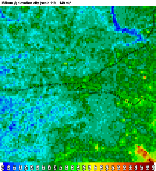 Mākum elevation map