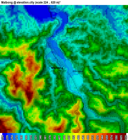 Maibong elevation map