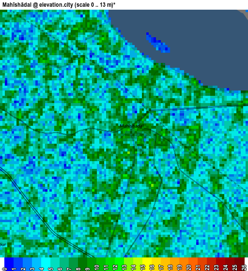 Mahīshādal elevation map