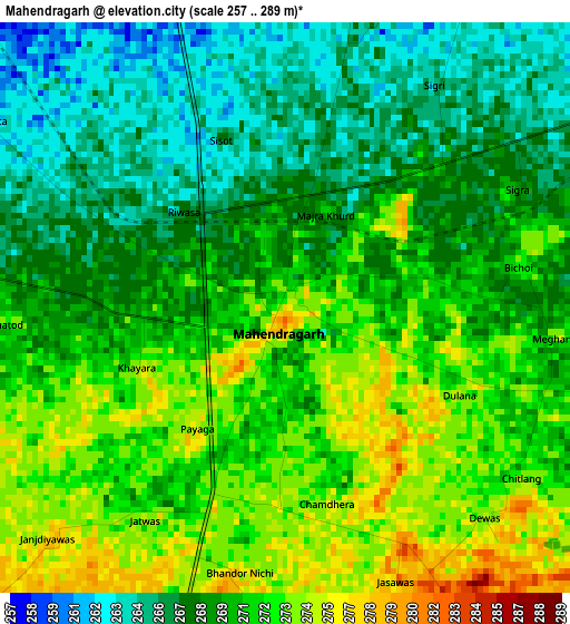 Mahendragarh elevation map