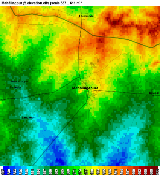 Mahālingpur elevation map