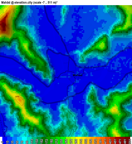 Mahād elevation map