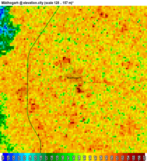 Mādhogarh elevation map