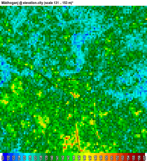 Mādhoganj elevation map