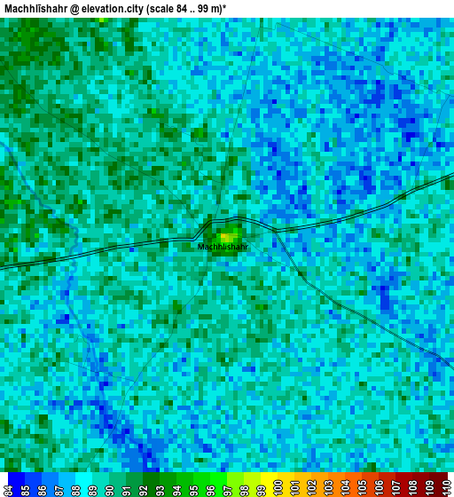 Machhlīshahr elevation map