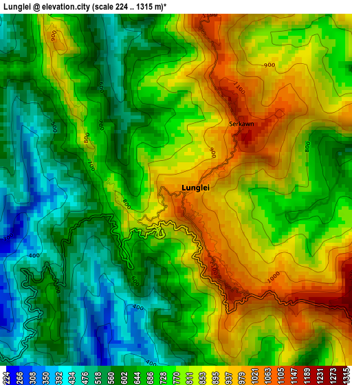 Lunglei elevation map
