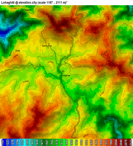 Lohaghāt elevation map