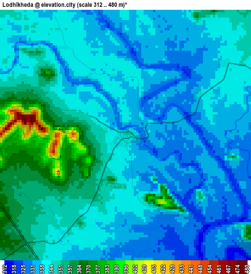 Lodhīkheda elevation map