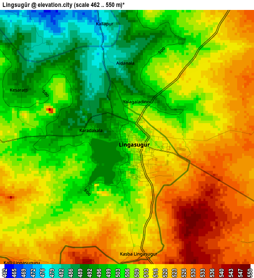 Lingsugūr elevation map