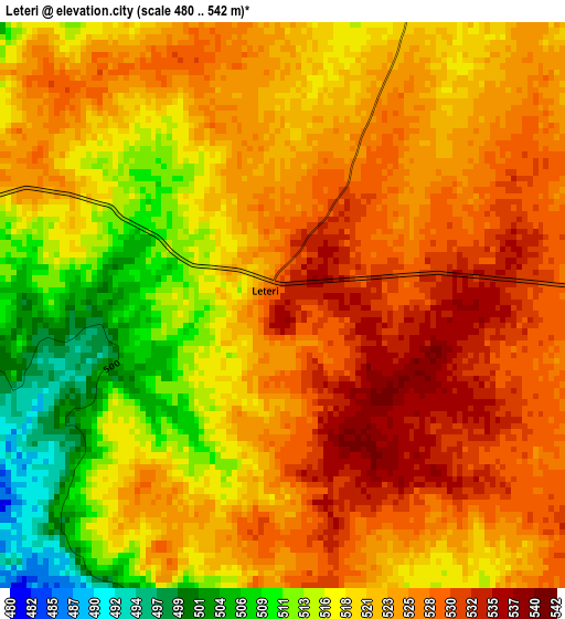 Leteri elevation map