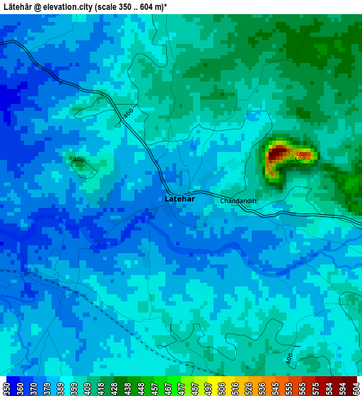 Lātehār elevation map