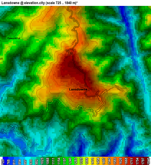 Lansdowne elevation map