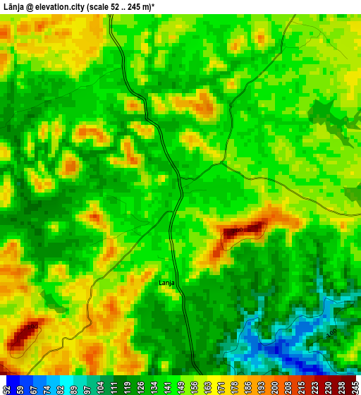 Lānja elevation map