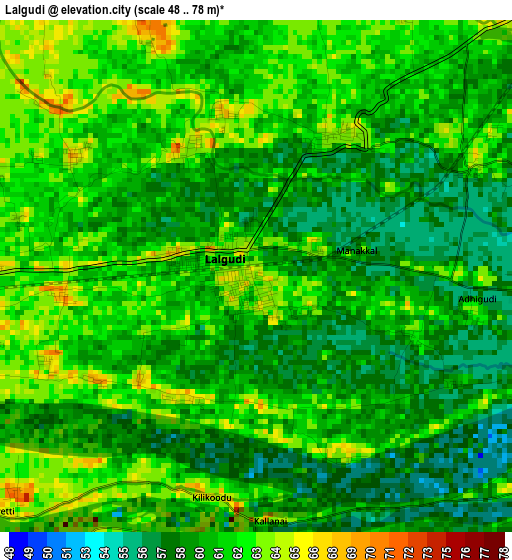 Lalgudi elevation map