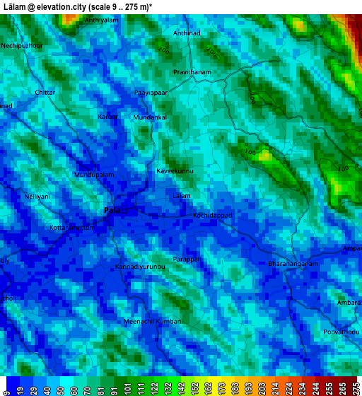 Lālam elevation map